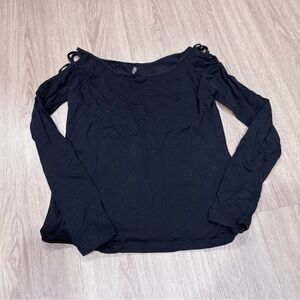 Splash Black Cold Shoulder Blouse